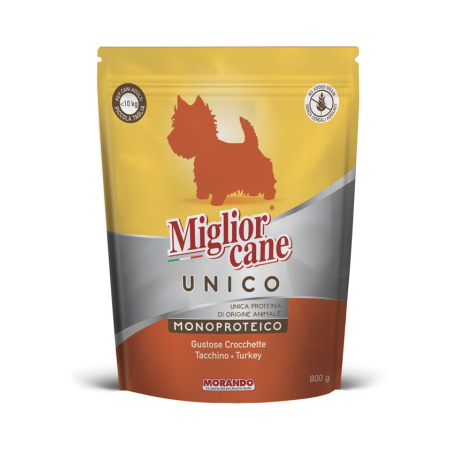 Сухий корм для собак малих порід Migliorcane UNICO індичка 800 g