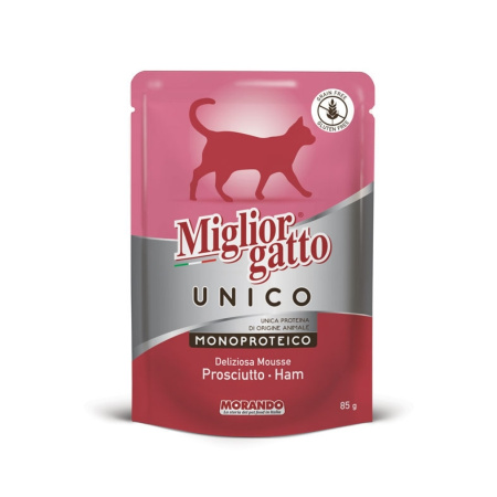 Влажный корм для кошек Morando Migliorgatto UNICO мусс с прошутто 85 г