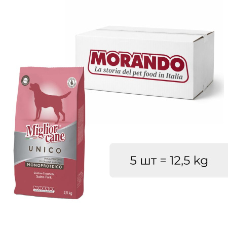 Сухий корм для собак Migliorcane UNICO свинина 12,5 kg (5 шт*2,5 kg)