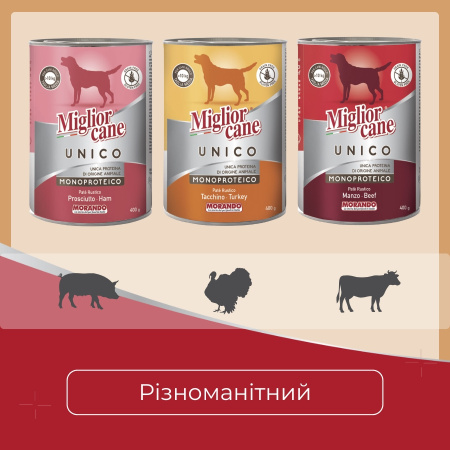Консервы для собак Morando Migliorcane UNICO Rustic прошутто 400 g