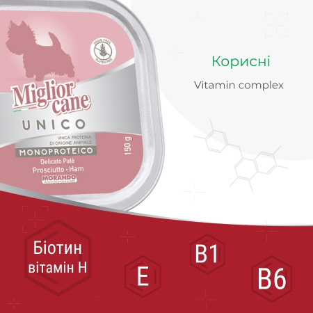 Влажный корм для собак Morando Migliorcane UNICO прошутто 150 g