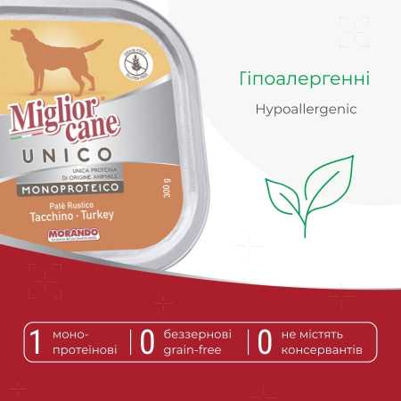Влажный корм для собак Morando Migliorcane UNICO индейка 300 g