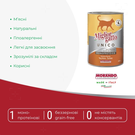 Консерви для котів Morando Migliorgatto UNICO Rustic індичка 400 g